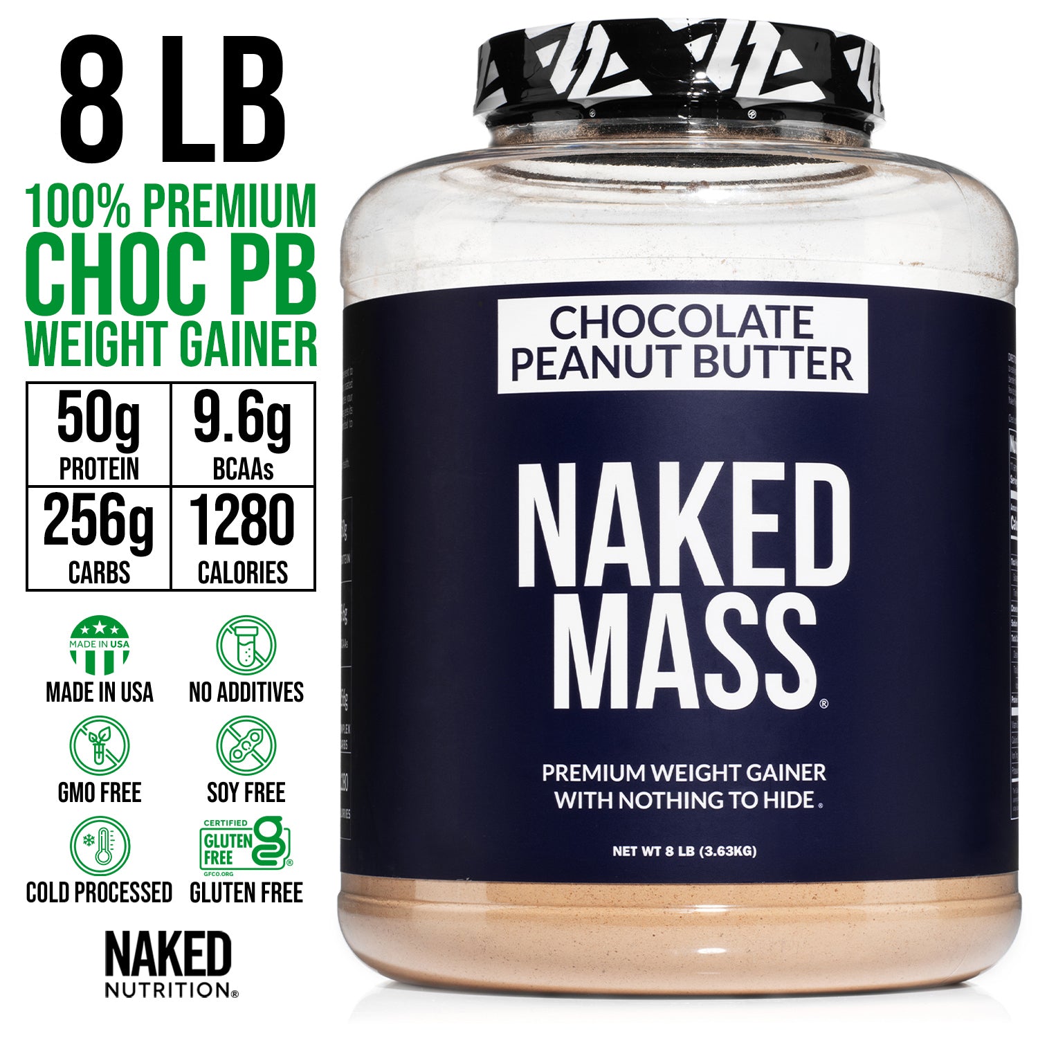 Chocolate Peanut Butter Weight Gainer Protein Supplement Naked Mass