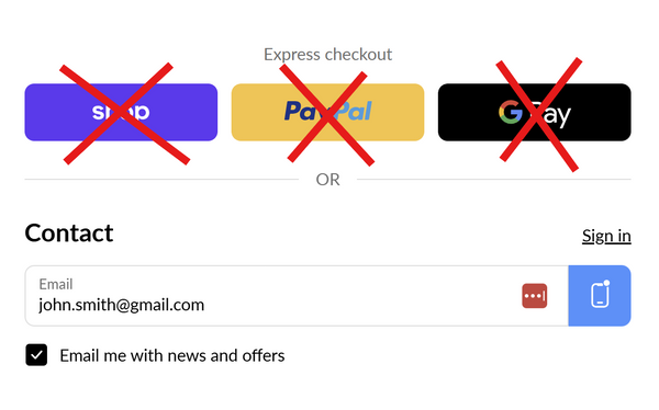Ensure you are not signed into "Shop Pay" and don't use any accelerated checkout options.
(Ex: Shop Pay, Google Pay, Apple Pay)