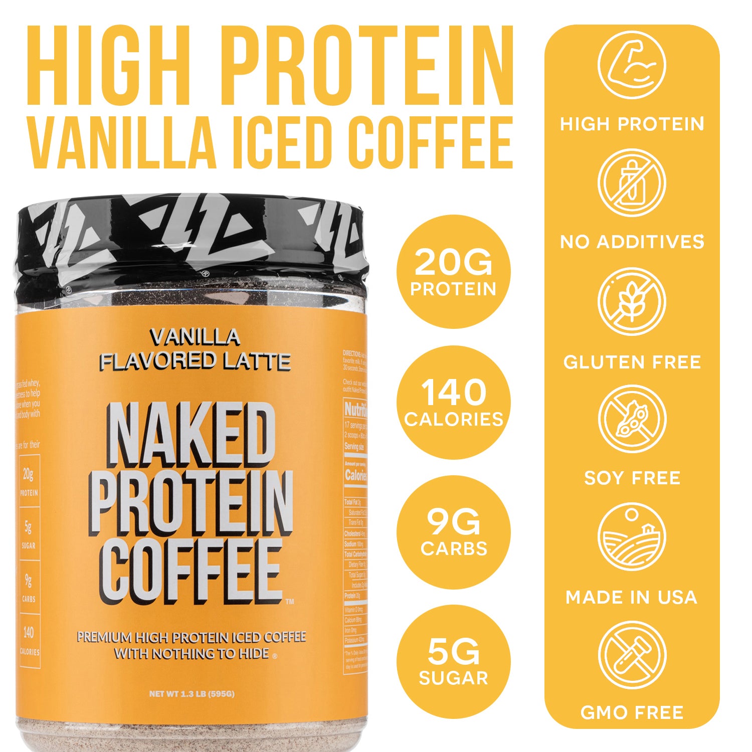 Vanilla Latte Protein Iced Coffee - 20g Protein | Naked Protein Coffee