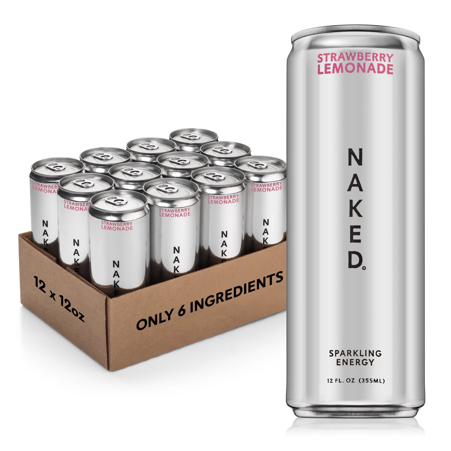 Strawberry Lemonade Naked Sparkling Energy | Clean Energy Drink - 12 Cans Strawberry Lemonade Naked Sparkling Energy | Clean Energy Drink - 12 Cans