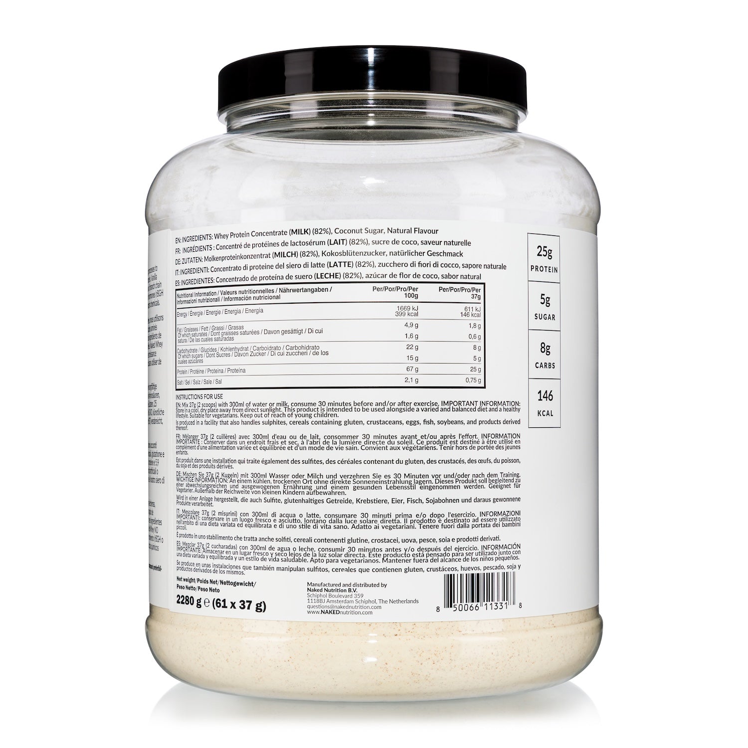 Vanille Whey Proteinpulver | Naked Vanillemolke - 2280g