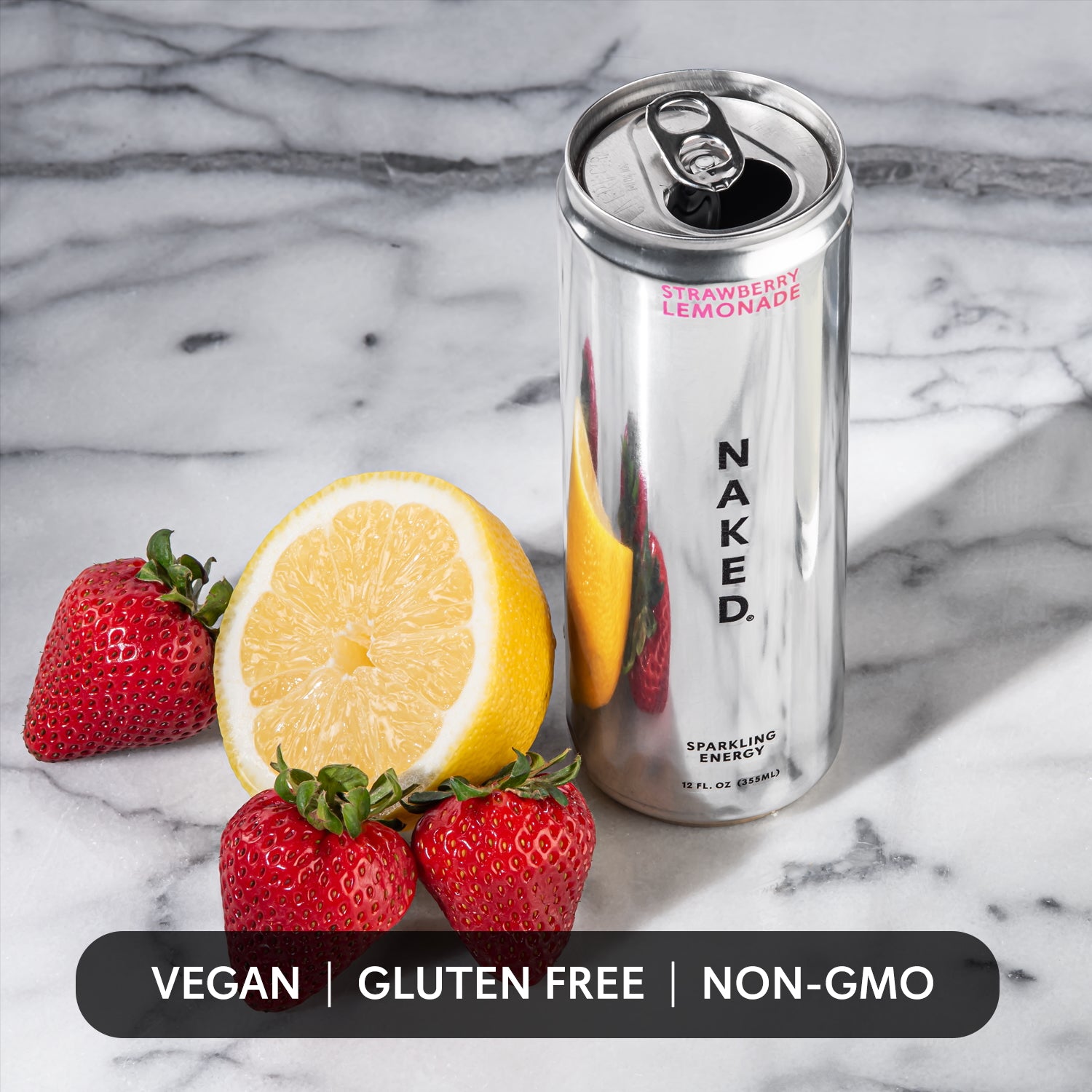 Strawberry Lemonade Naked Sparkling Energy | Clean Energy Drink - 12 Cans - Image 4