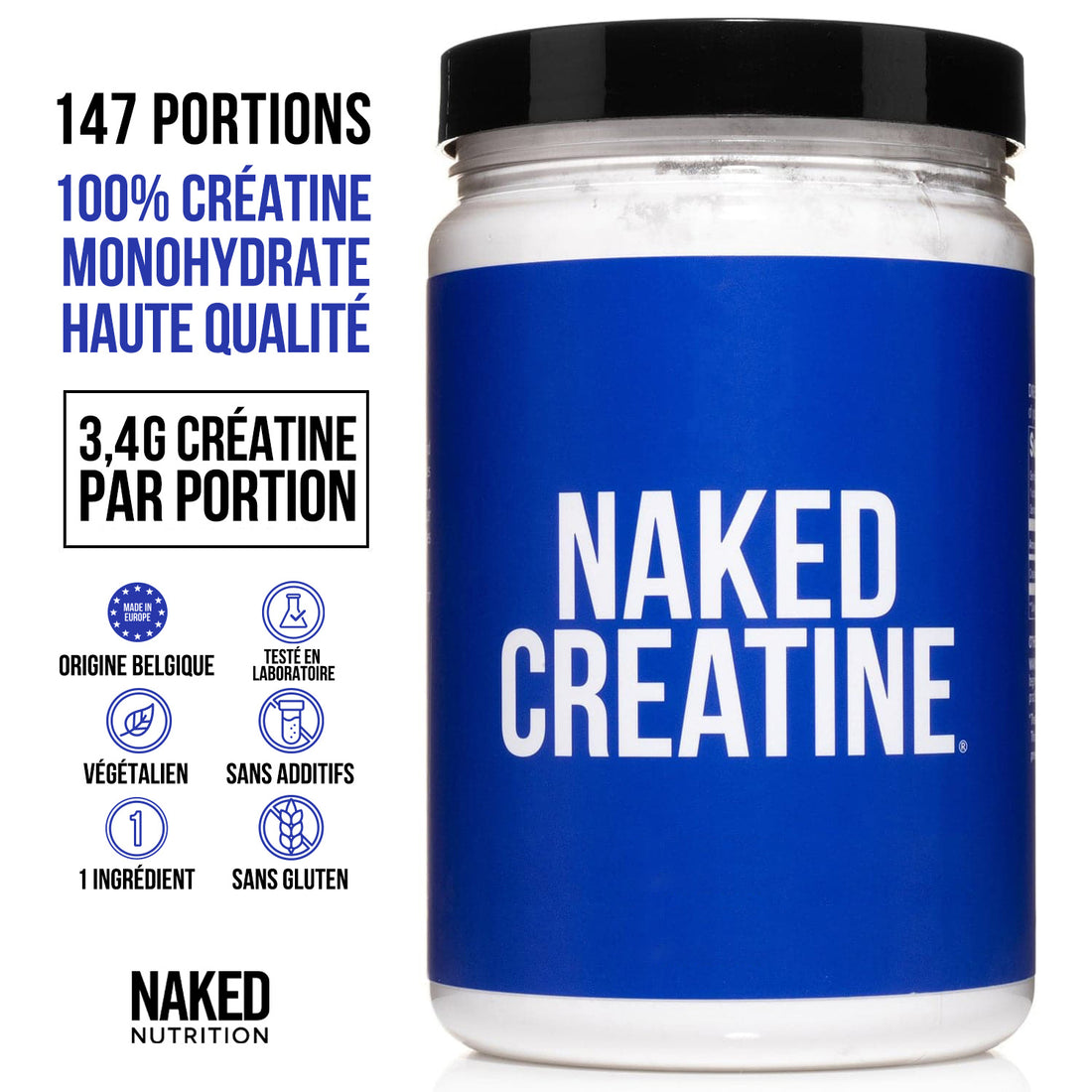 Créatine Monohydrate en Poudre 500g | Naked Creatine