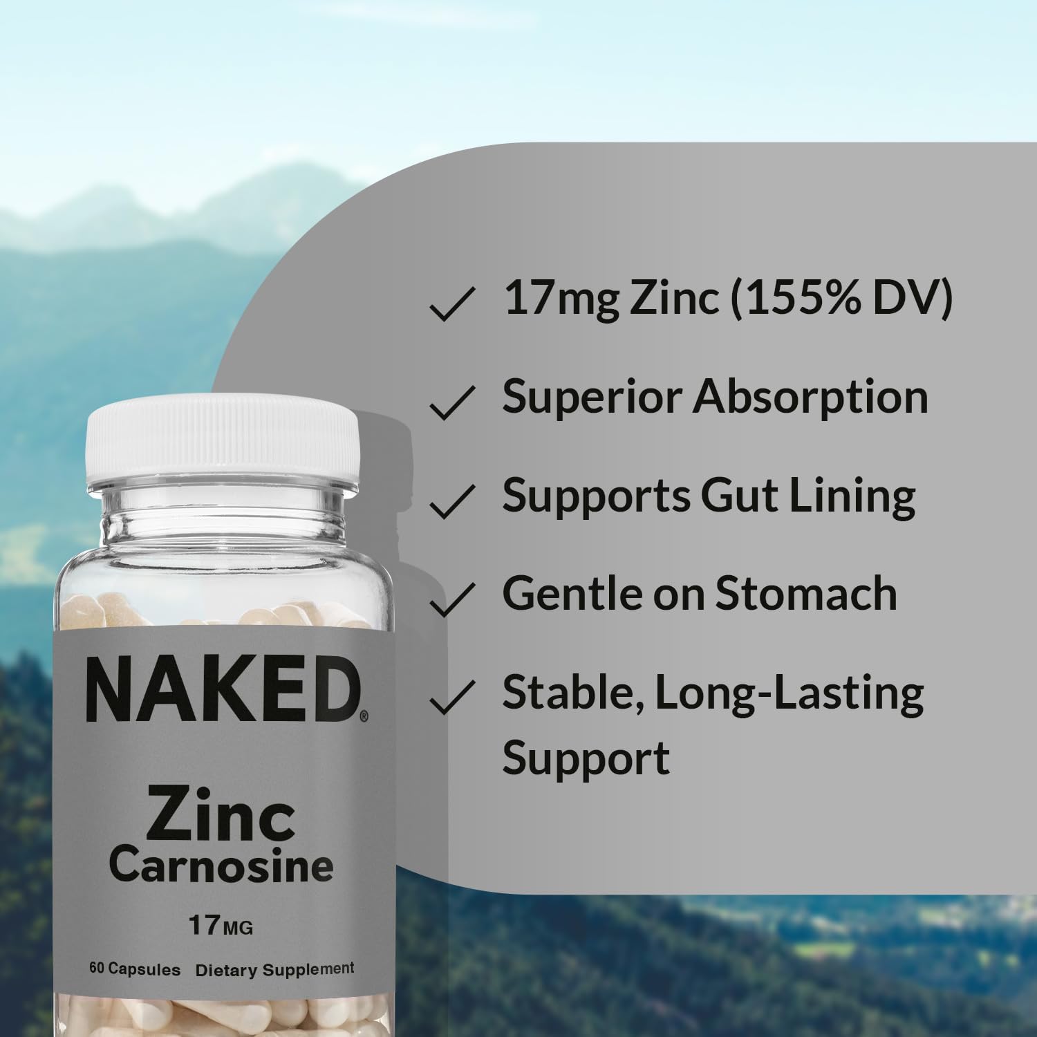 Daily Zinc Supplement | Naked Zinc Carnosine - 60 Capsules
