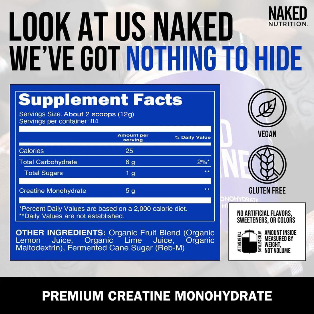 Lemon Lime Creatine Monohydrate Powder | Naked Creatine - 2.2LB