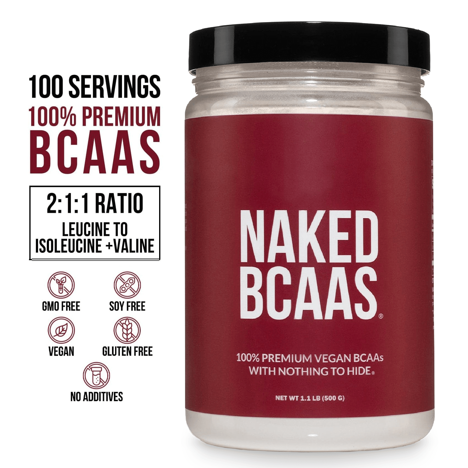 Branched Chain Amino Acids | Naked BCAAs - 100 Servings