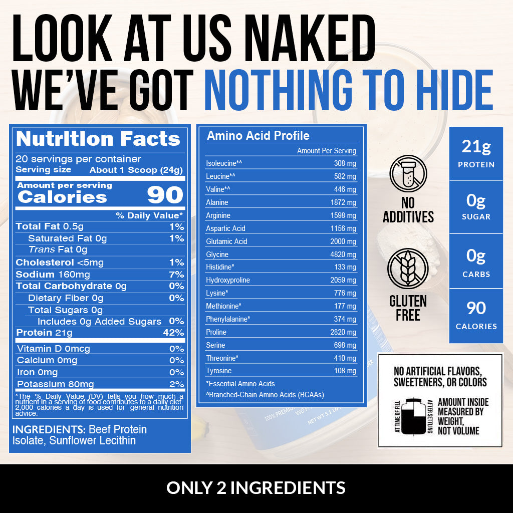 Proteine del Manzo in Polvere | Naked Beef Protein - 1,1LB
