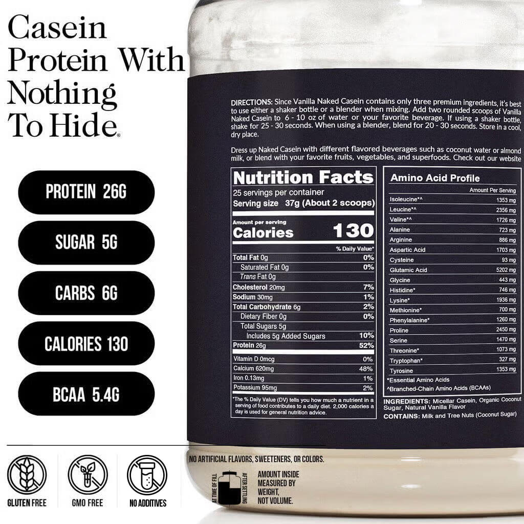 Proteína en polvo de caseína de vainilla | Naked Vanilla Casein 5LB
