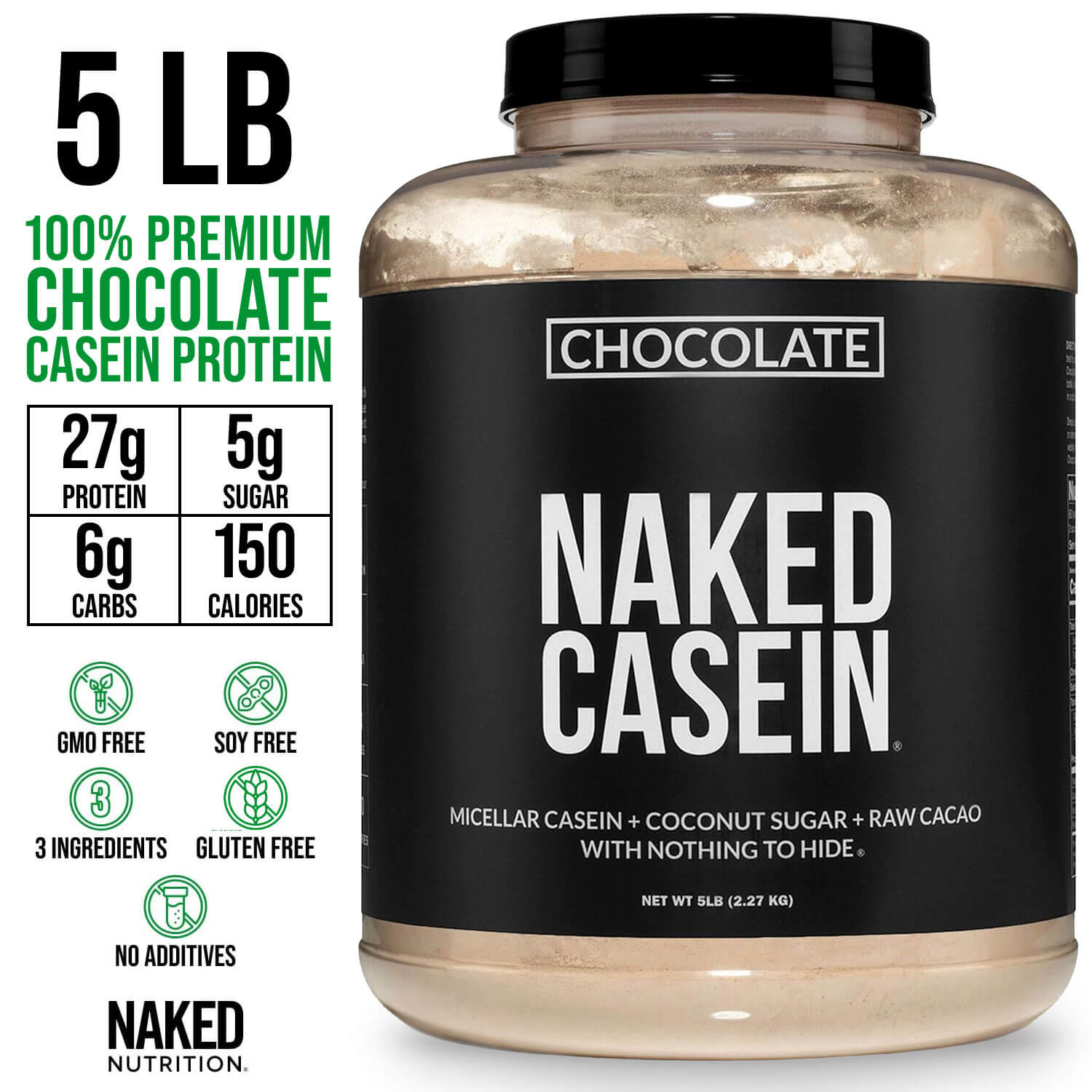 Chocolate Casein Protein Powder - 5LB