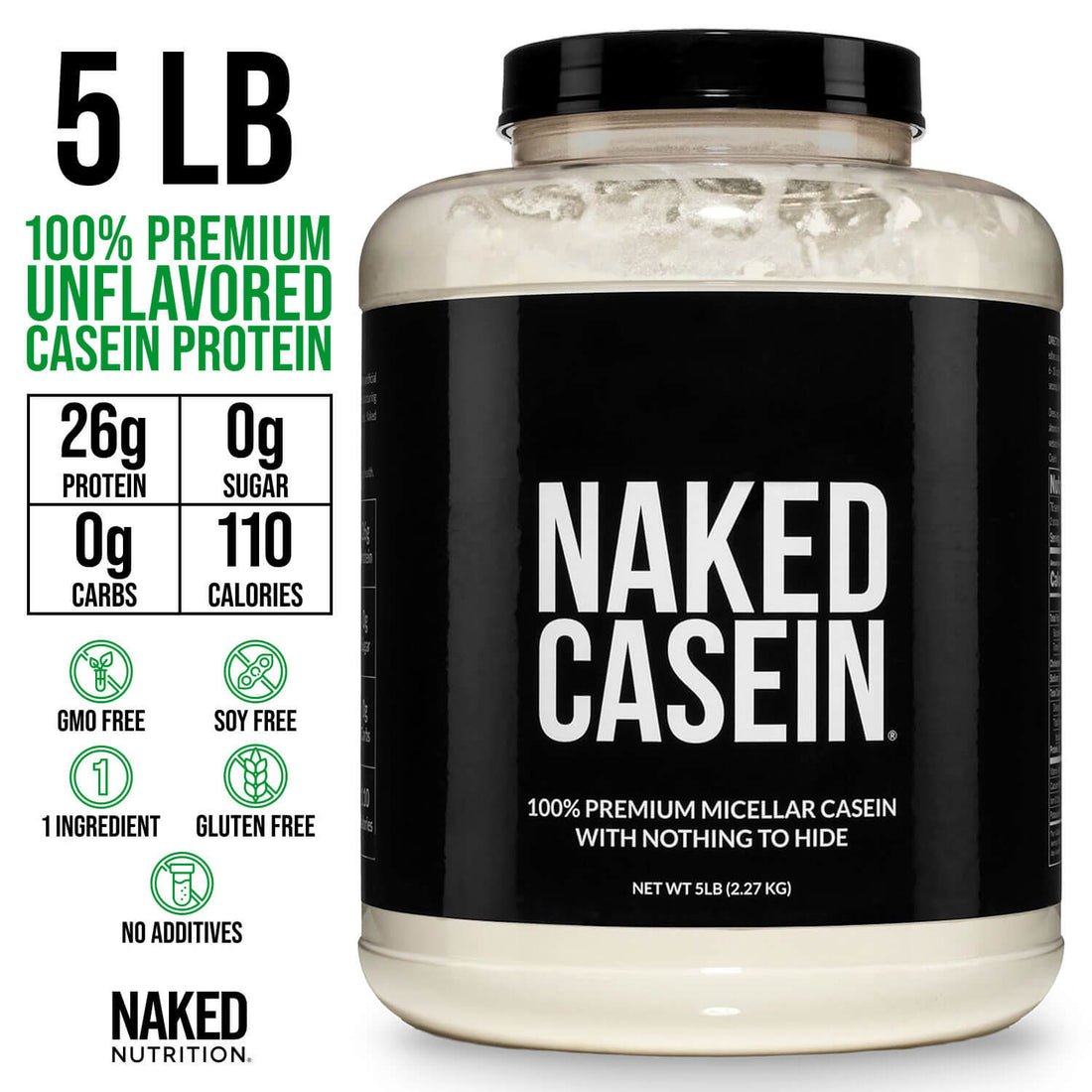 Micellärt Kaseinproteinpulver | Naked Casein - 5 lb