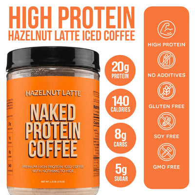 Hazelnut Latte Protein Iced Coffee | Naked Protein Coffee - 17 Servings