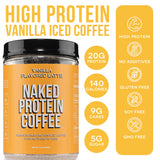 Café helado proteico con leche y vainilla | Café proteico Naked - 17 porciones