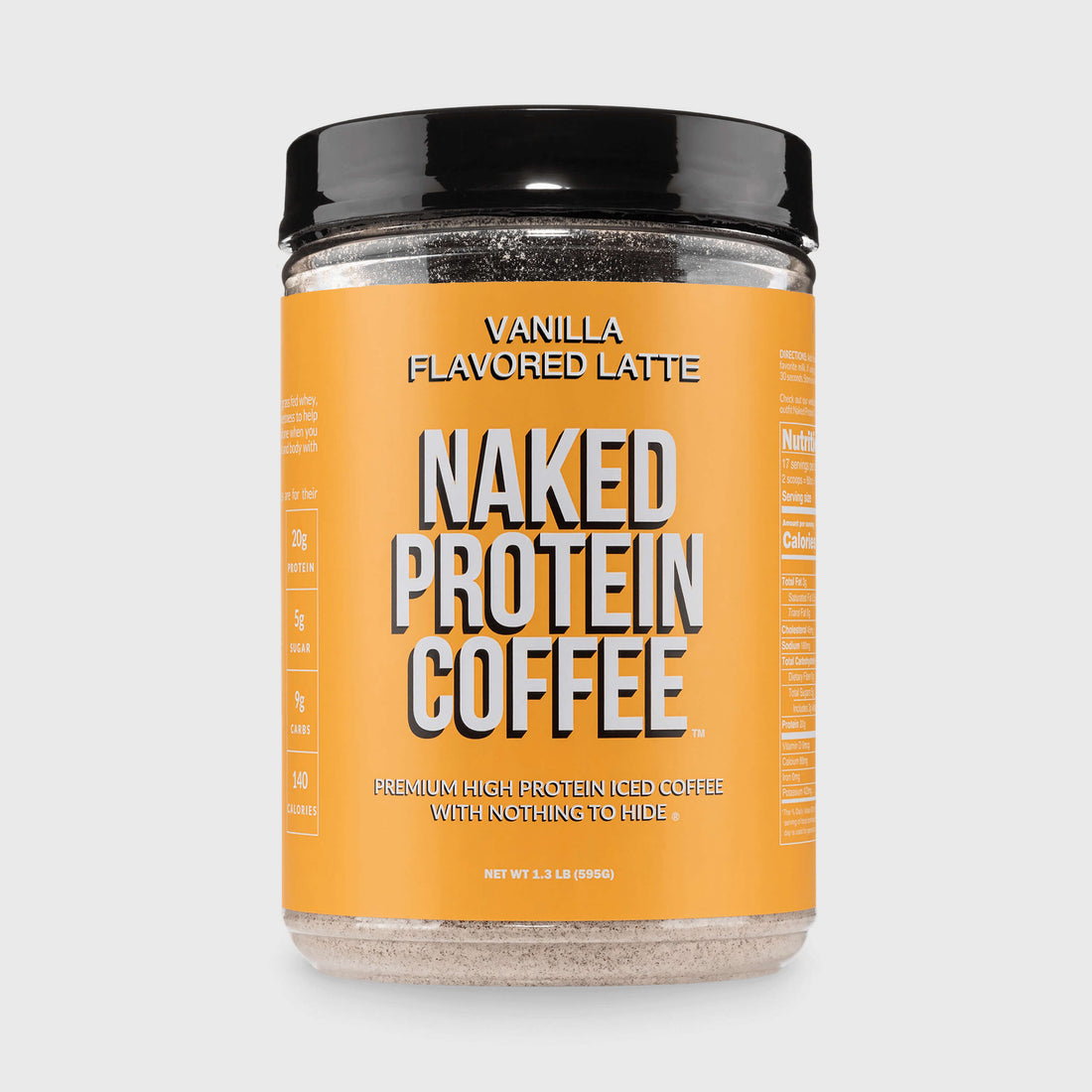 Café helado proteico con leche y vainilla | Café proteico Naked - 17 porciones