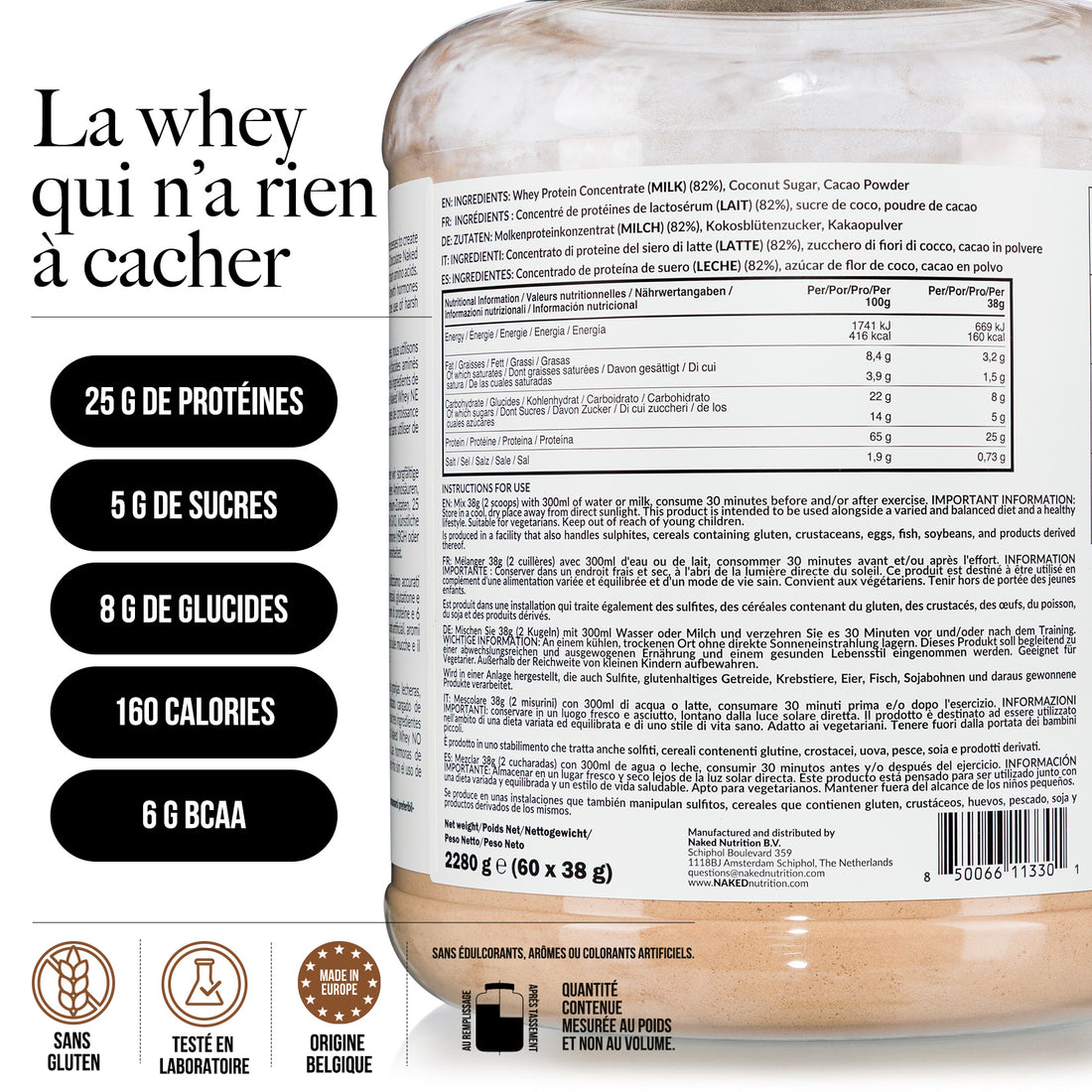 Protéines de Whey au Chocolat | Naked Chocolate Whey - 2280g