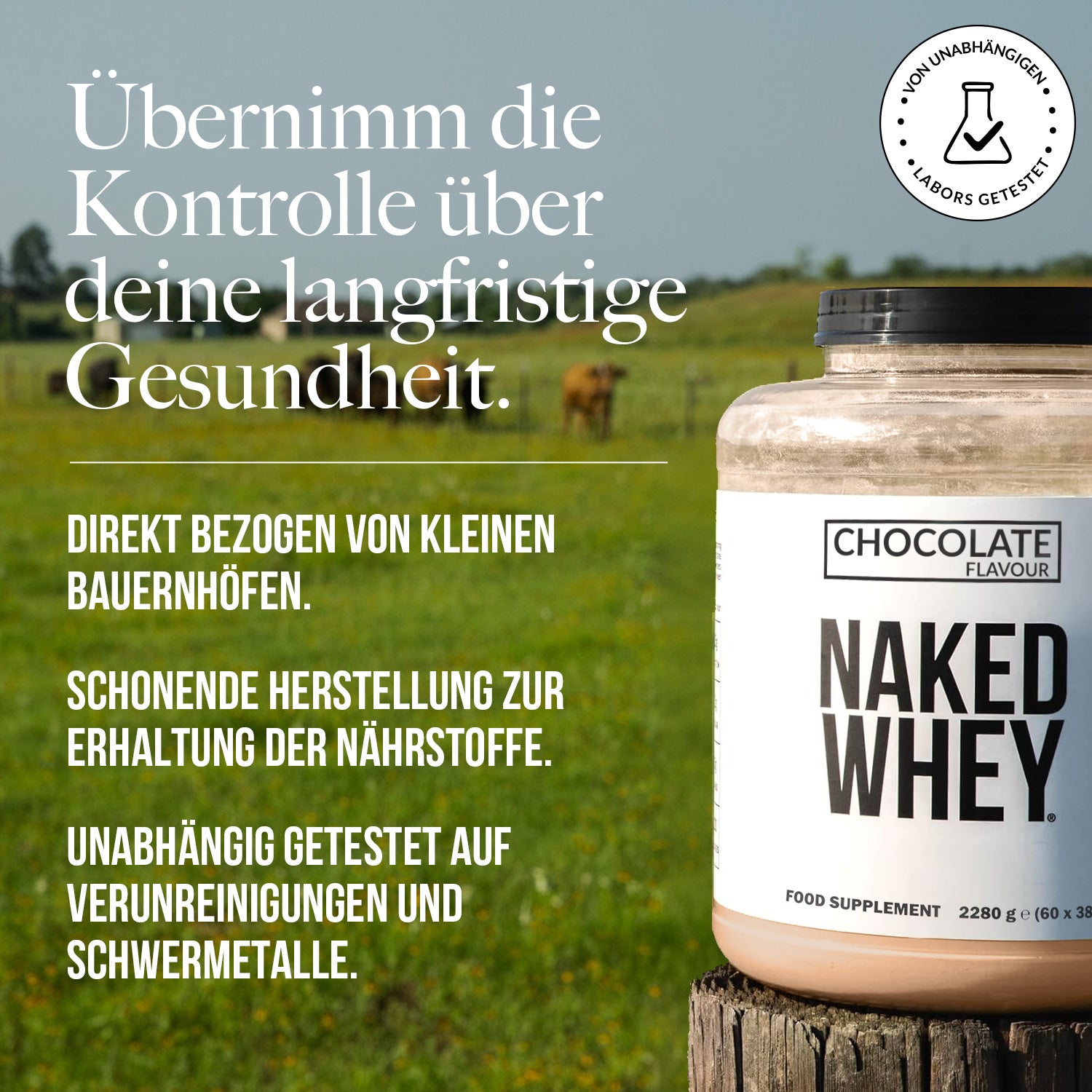 Schokoladen-Molkenproteinpulver | Naked Schokoladenmolke - 450g
