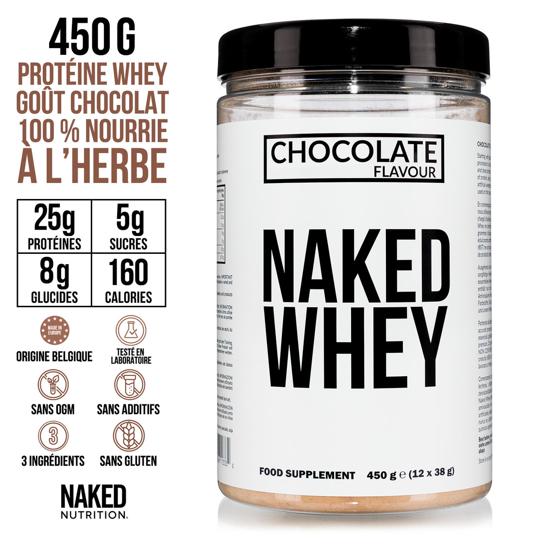 Protéines de Whey au Chocolat | Naked Chocolate Whey - 450g