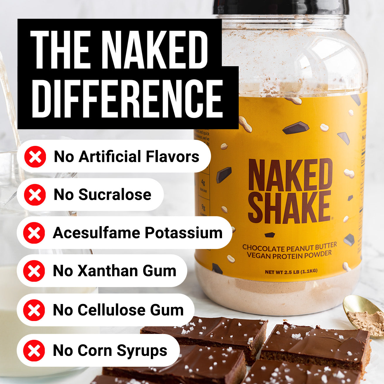 Batido de proteína con sabor a chocolate y mantequilla de maní | Naked Shake - 30 porciones