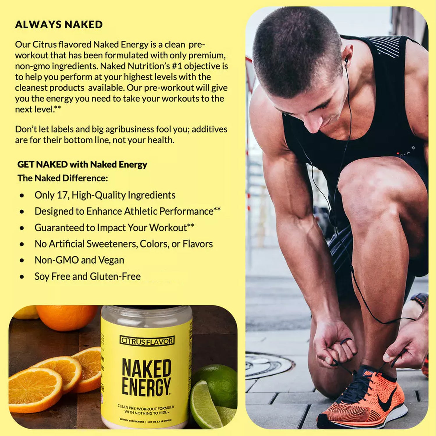 Citrus Pre Workout Supplement | Naked Energy - 30 Servings - Image 2