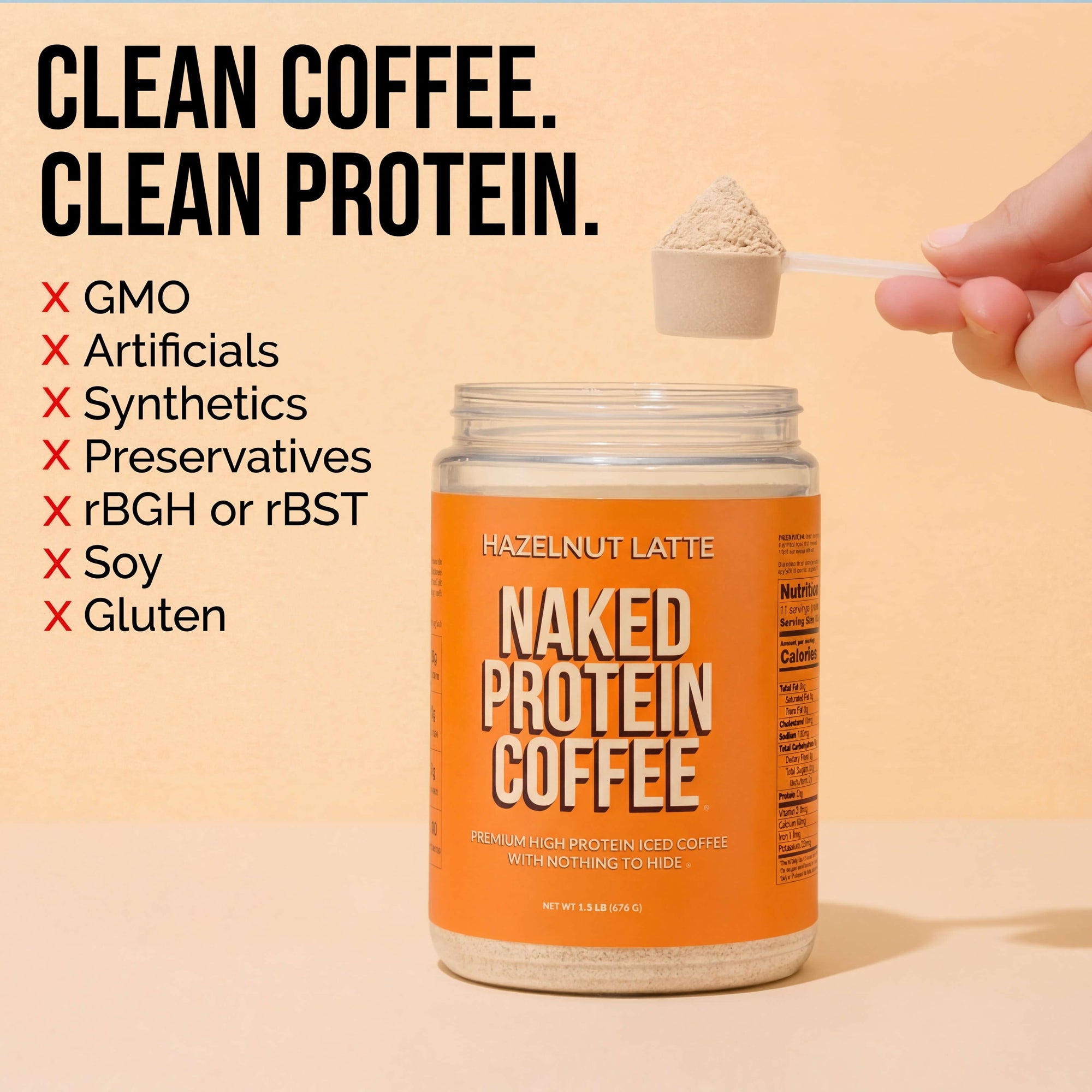 Hazelnut Latte Protein Iced Coffee | Naked Protein Coffee - 17 Servings