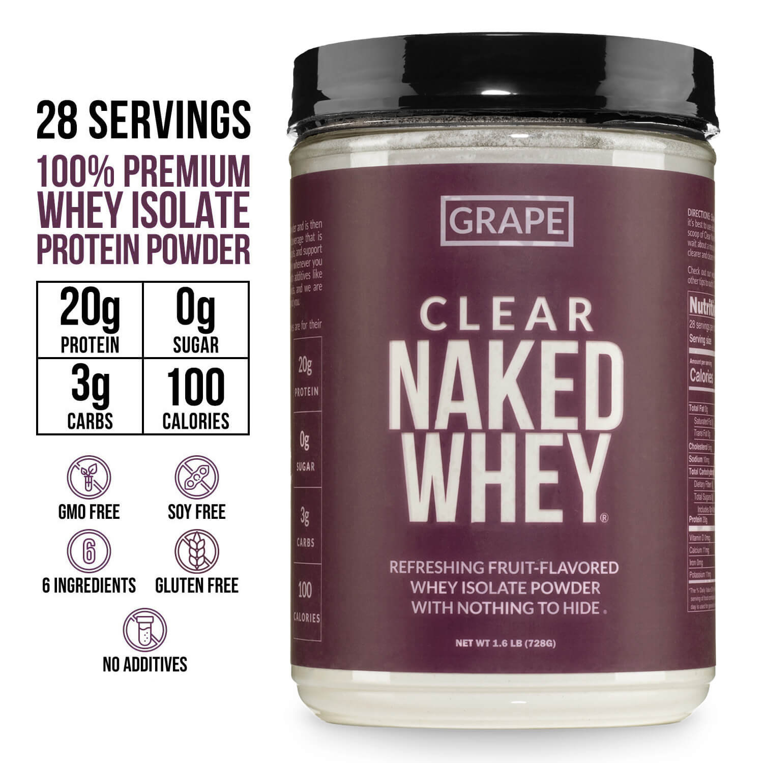 Aislado de proteína de suero de uva | Clear Naked Whey