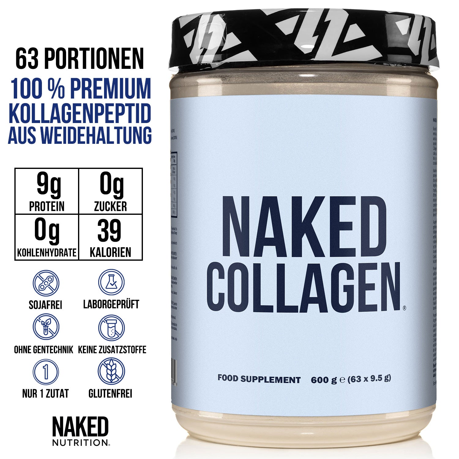 Kollagenpeptide Proteinpulver | Naked Collagen - 20 oz