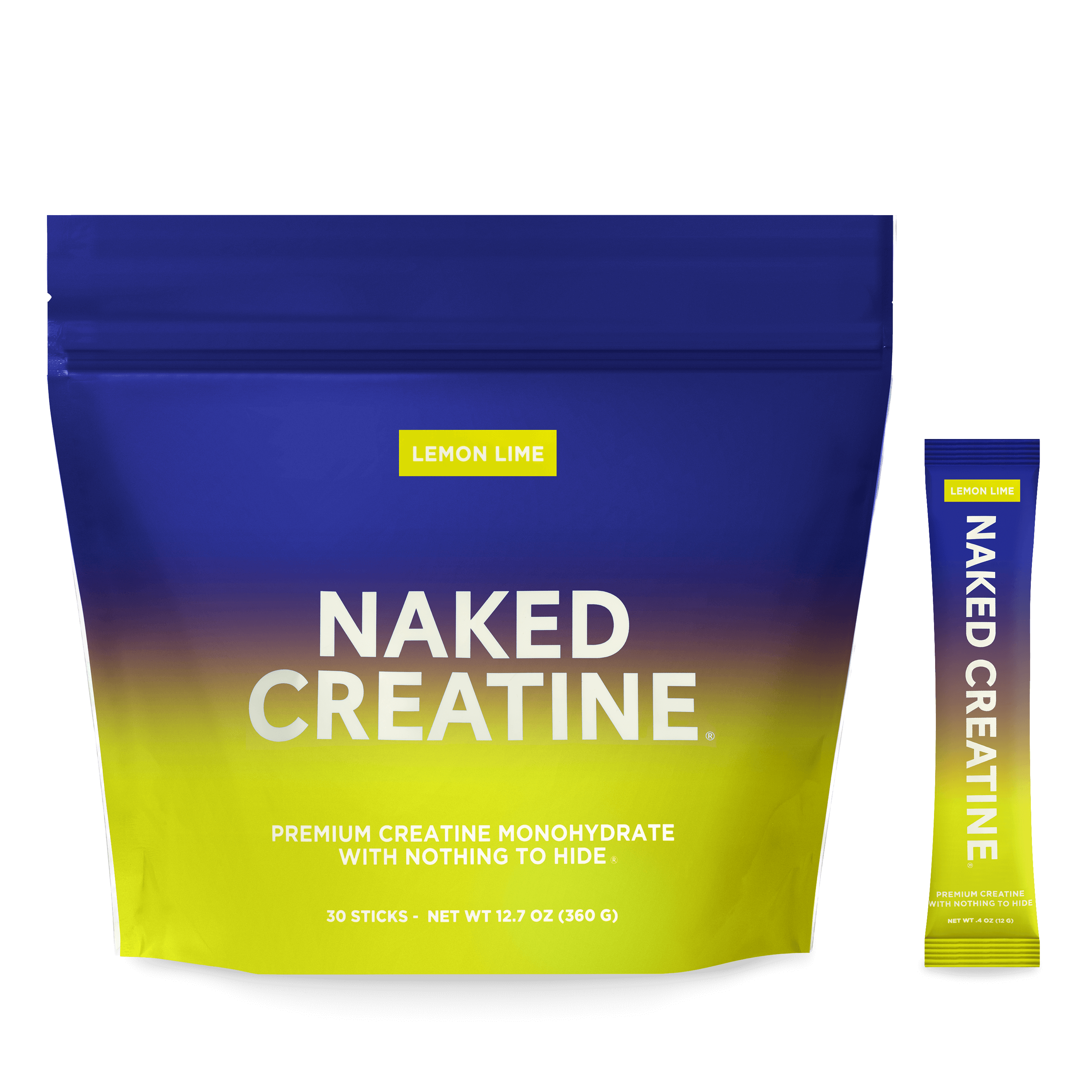 Lemon Lime Creatine Travel Packs | Naked Creatine - 30 Servings
