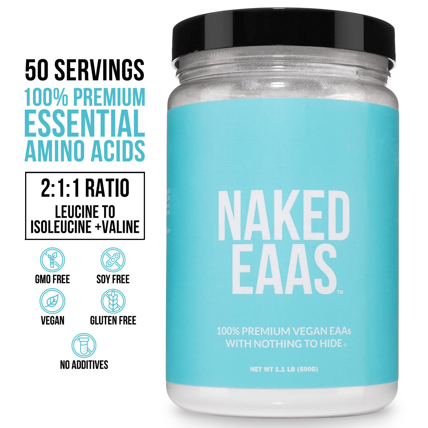 Essential Amino Acids Supplement | Naked EAAs - 50 Servings