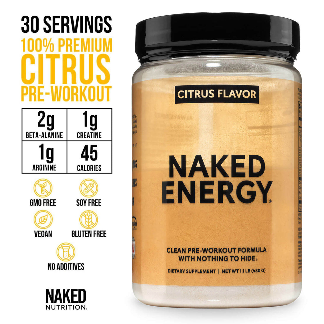 Citrus Pre Workout Supplement | Naked Energy - 30 Servings