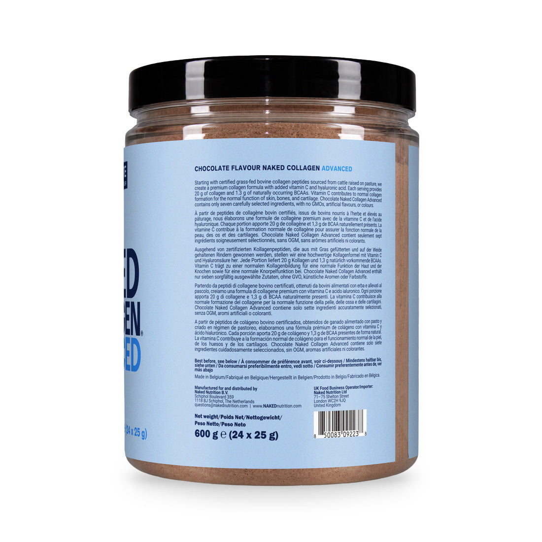 Chocolate Collagen Peptides with Hyaluronic Acid | Naked Collagen Advanced - 600g