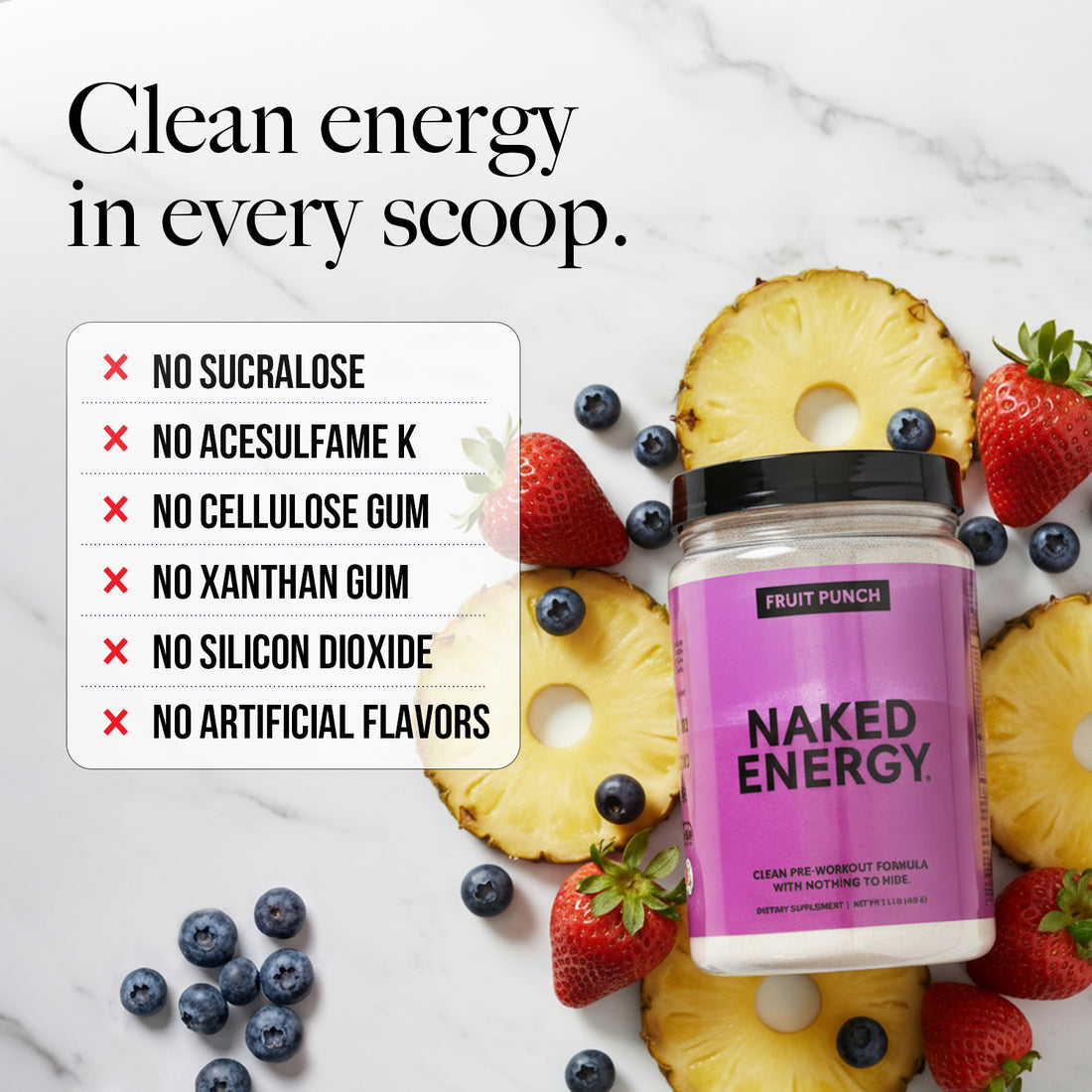 Fruit Punch Pre Workout Supplement | Naked Energy - 480g