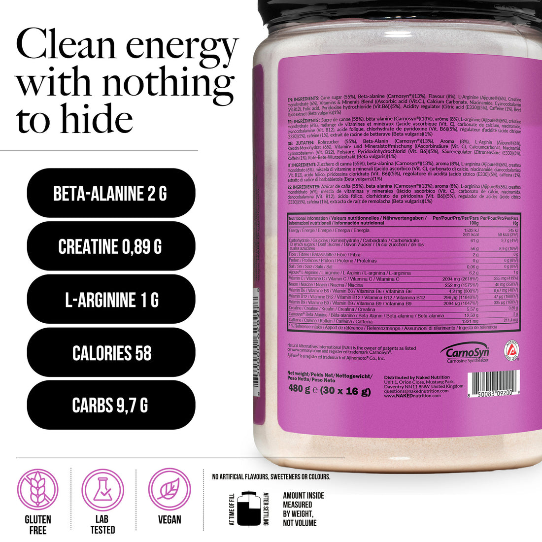 Fruit Punch Pre Workout Supplement | Naked Energy - 480g