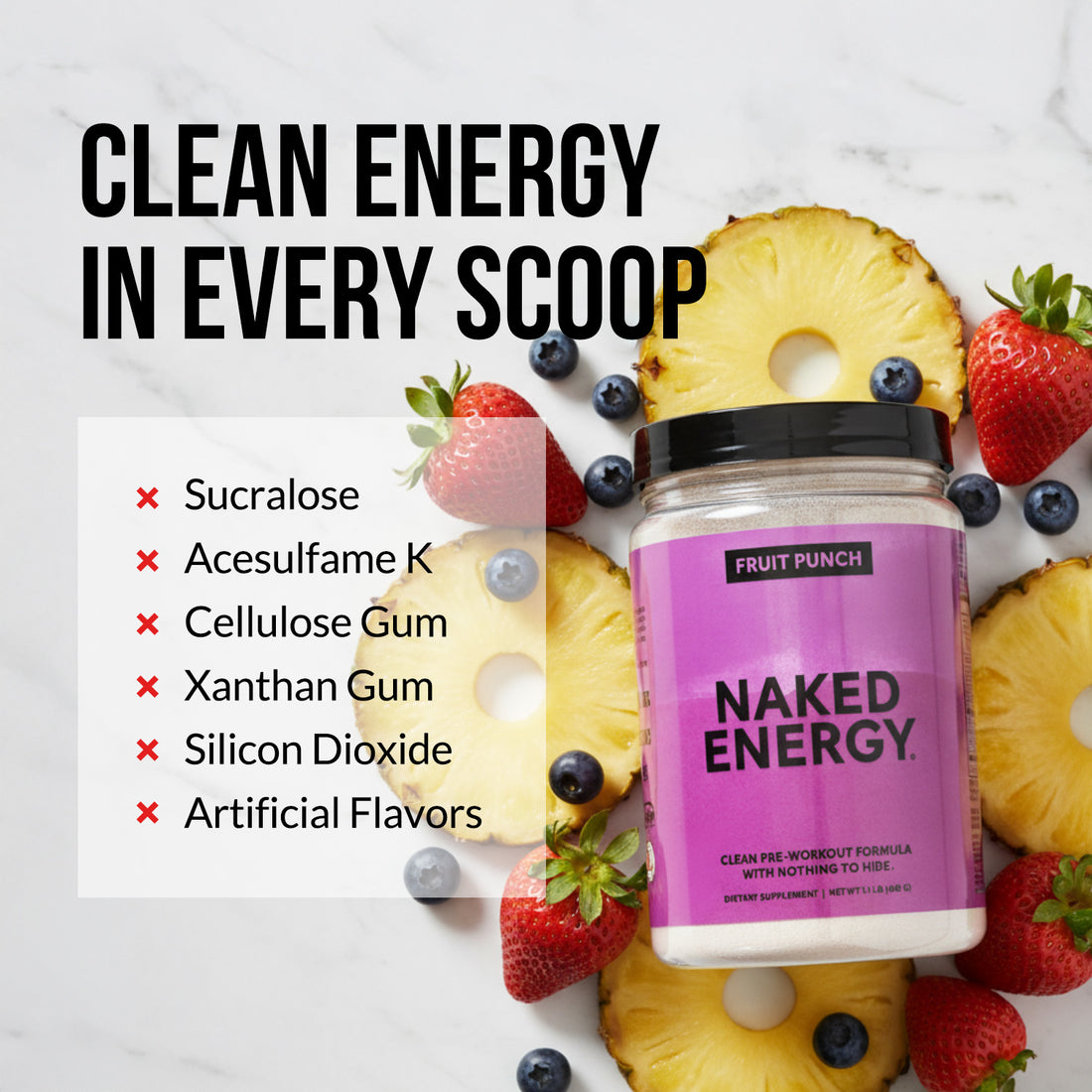 Fruit Punch Pre Workout Supplement | Naked Energy - 30 Servings