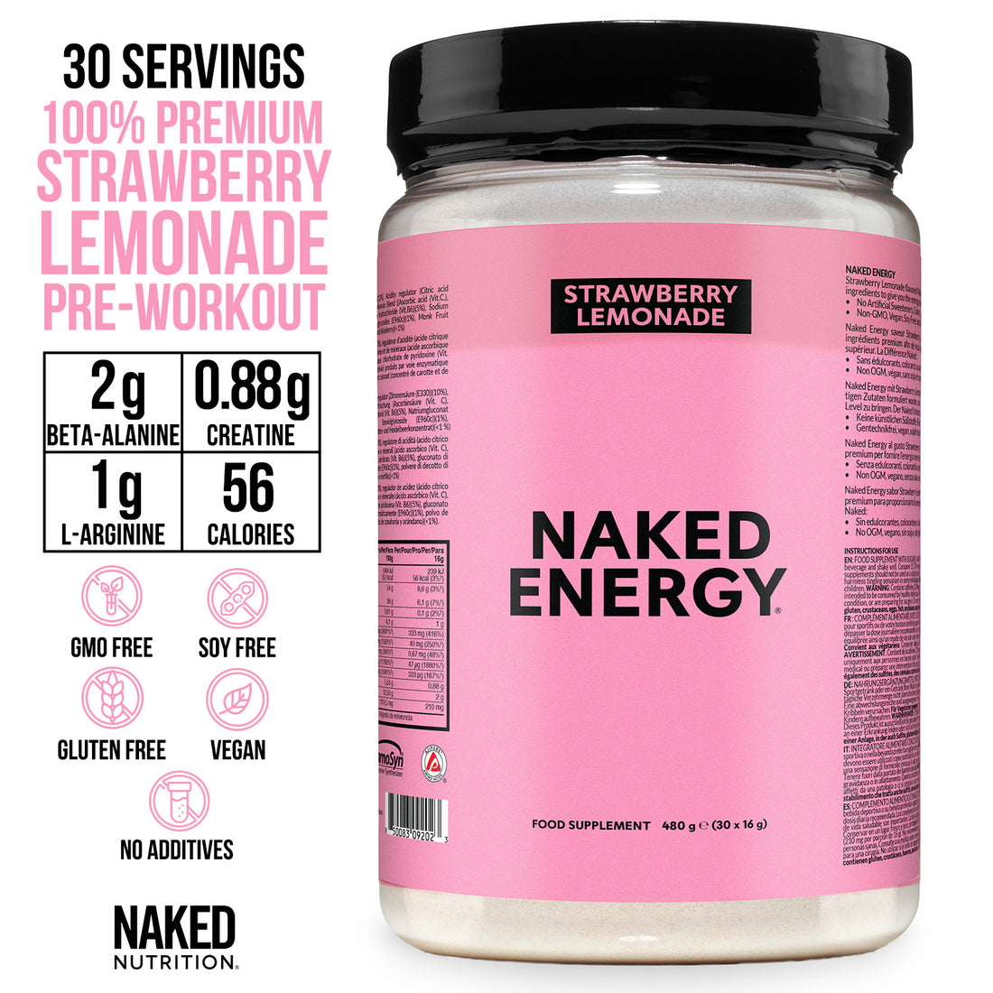 Strawberry Lemonade Pre Workout Supplement | Naked Energy - 480g