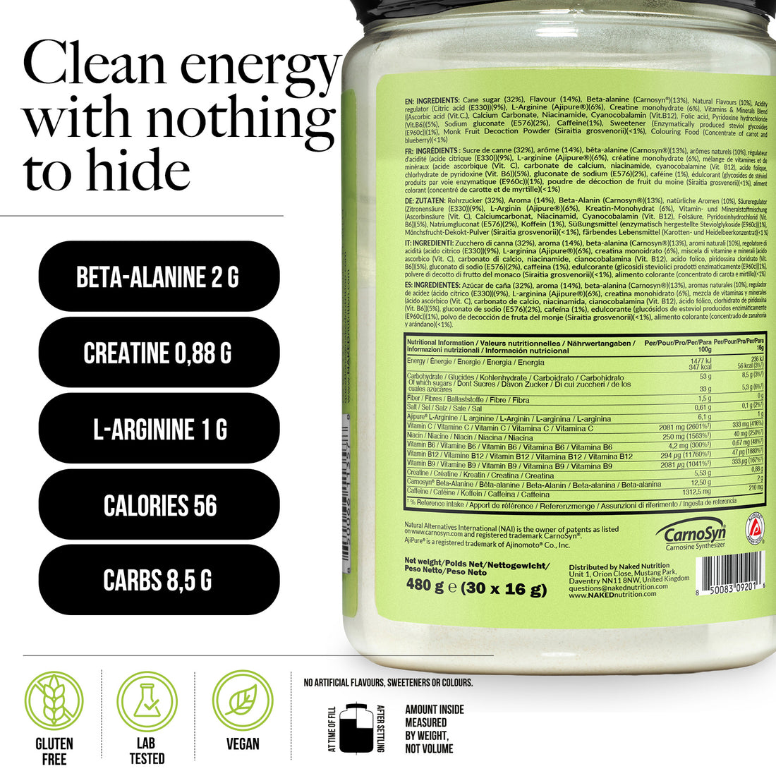 Watermelon Pre Workout Supplement | Naked Energy - 480g