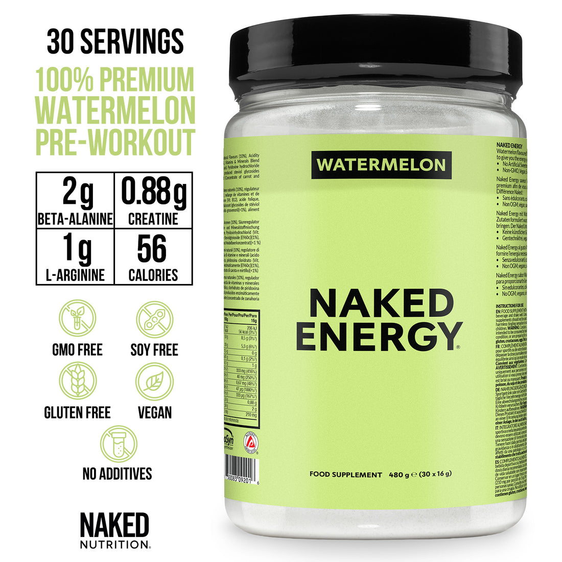 Watermelon Pre Workout Supplement | Naked Energy - 480g