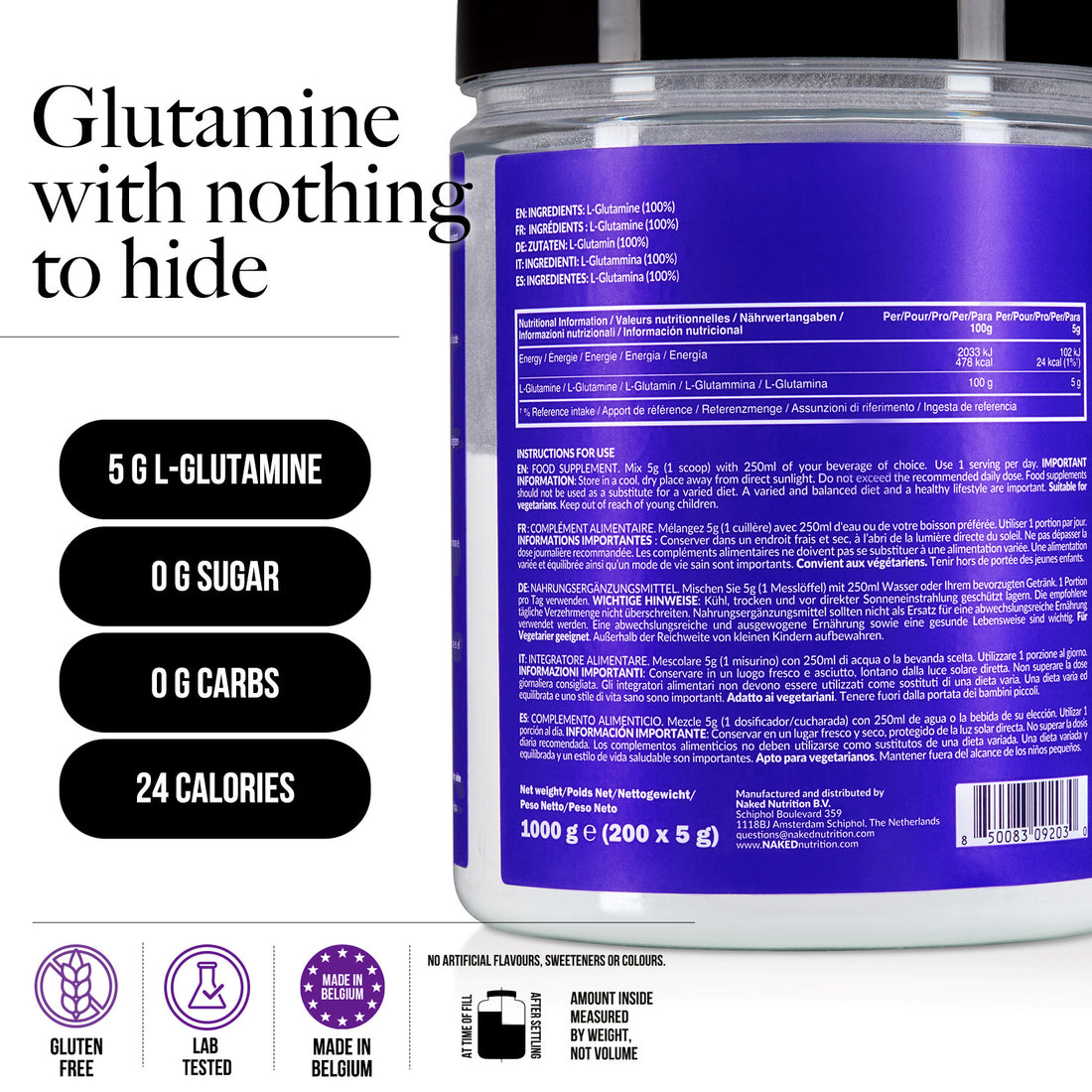 Glutamine Powder | Naked Glutamine - 1000g