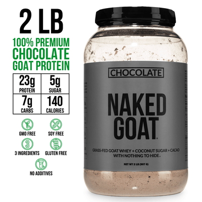 Proteína de suero de leche de cabra en polvo con sabor a chocolate | Naked Goat - 2 libras