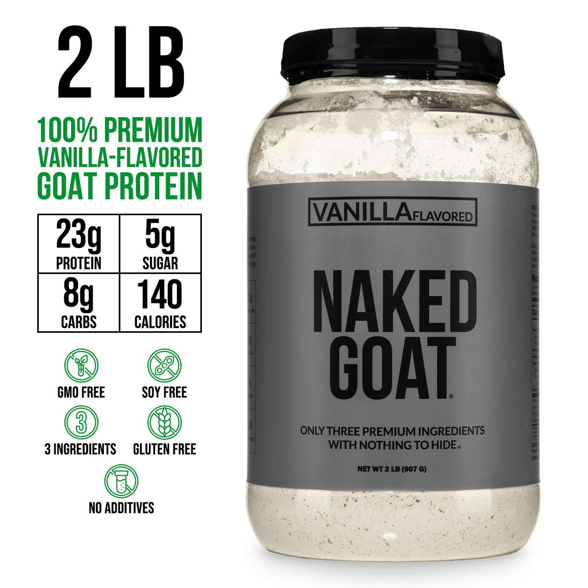 Vanilla Goat Whey Protein Powder 2lb - Naked Goat