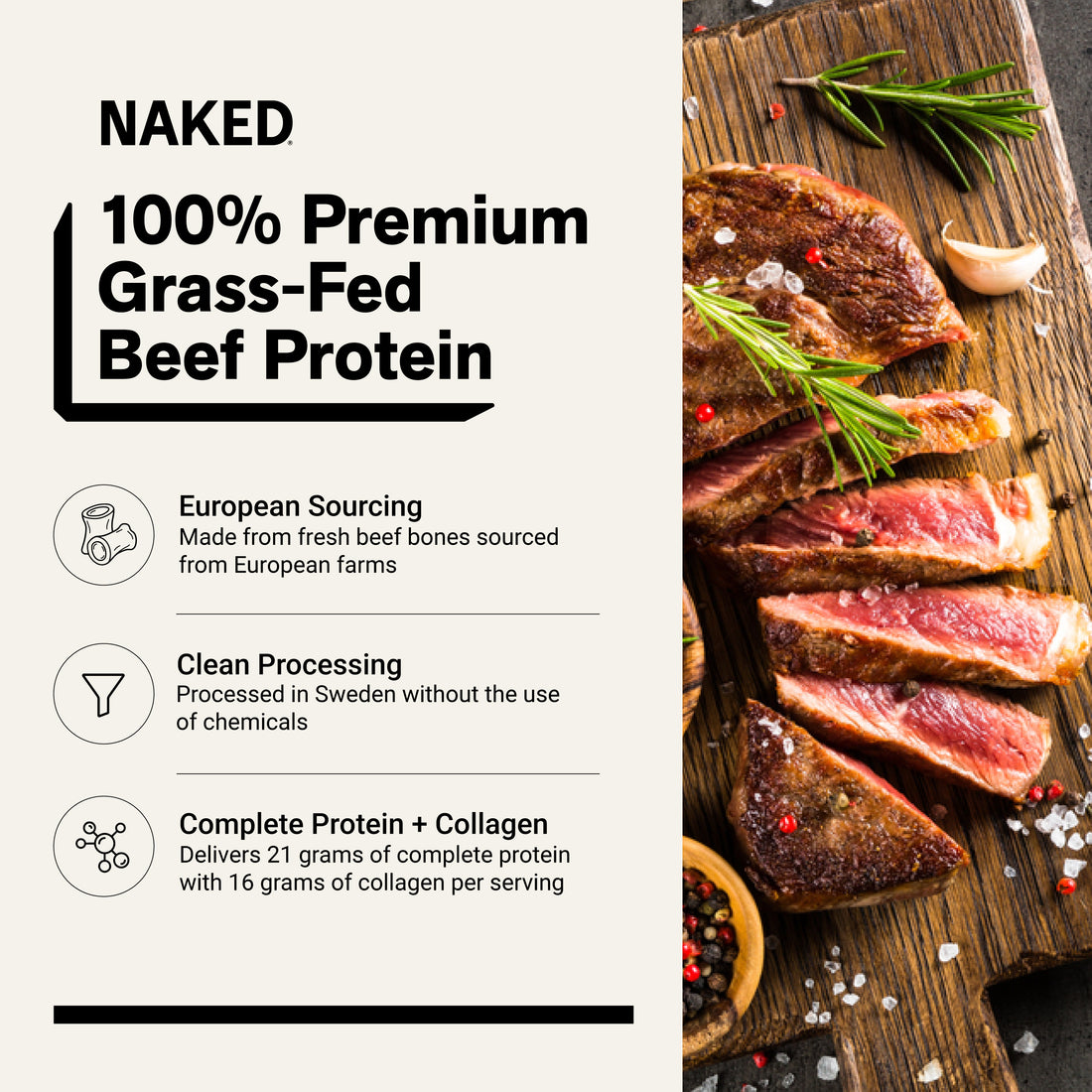 Poudre de Protéine de Bœuf à la Vanille | Protéine de Bœuf Naturelle à la Vanille - 1,2LB