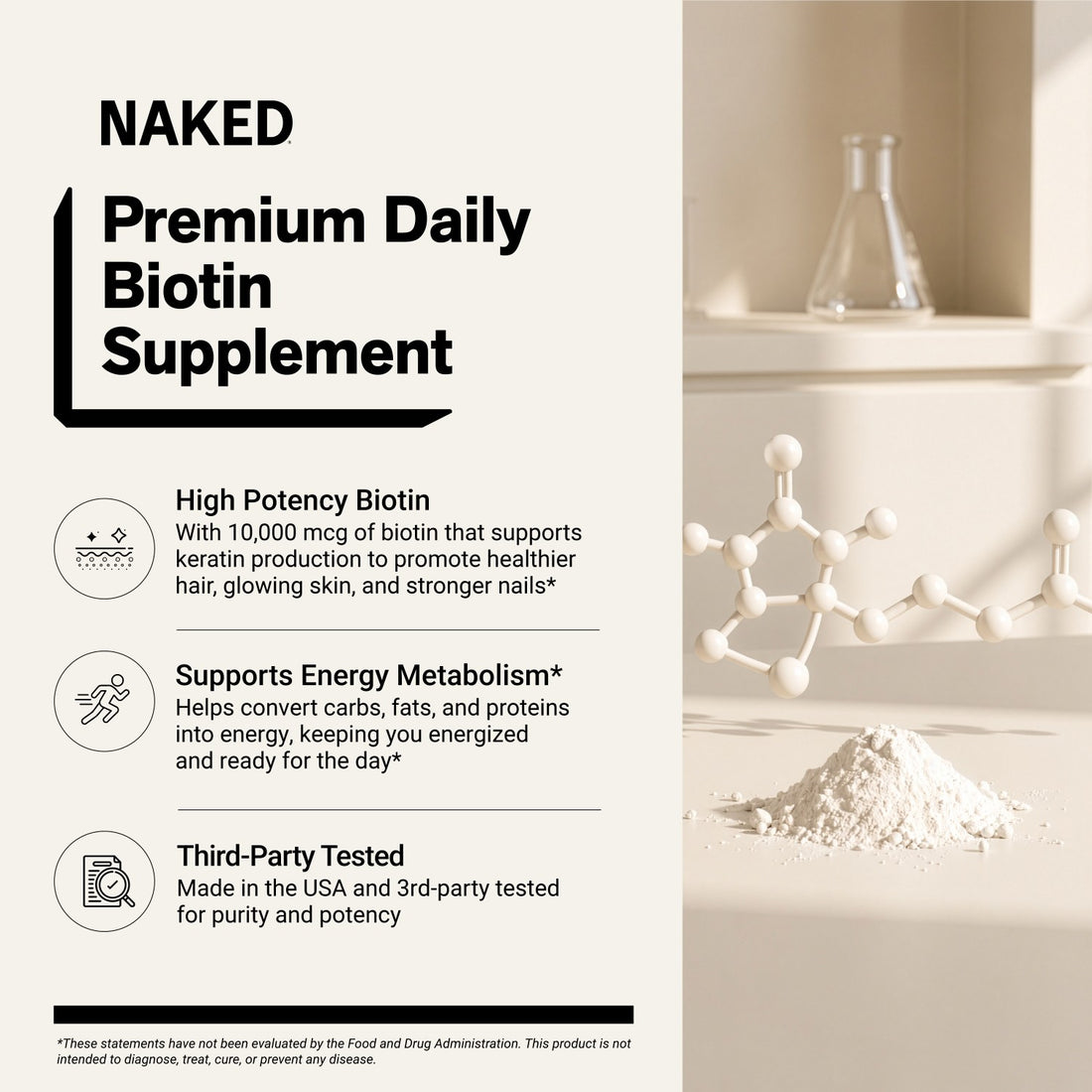 Daily Biotin Supplement | Naked Biotin - 120 Capsules