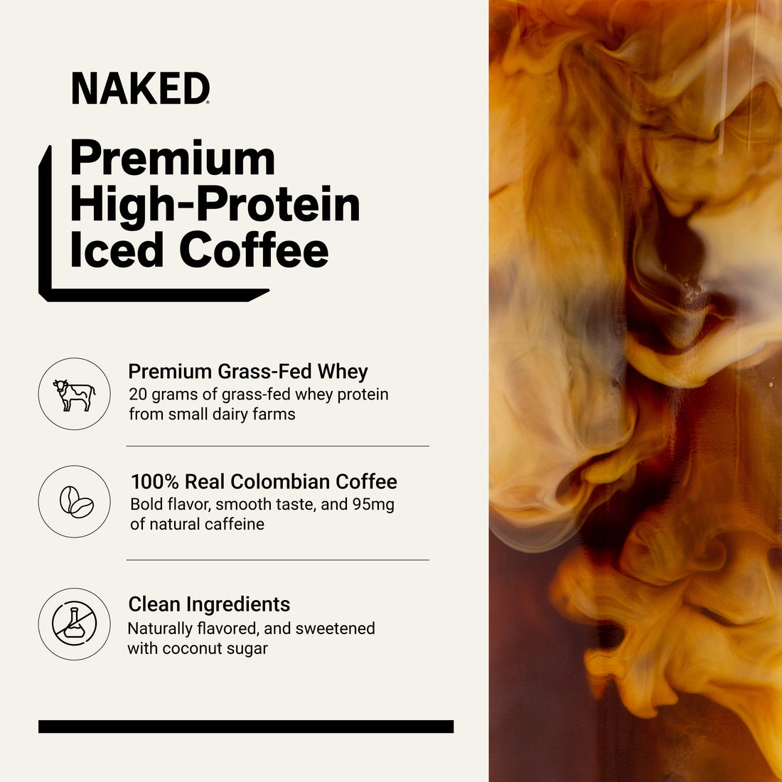 Vanilla Latte Protein Iced Coffee | Naked Protein Coffee - 17 portions