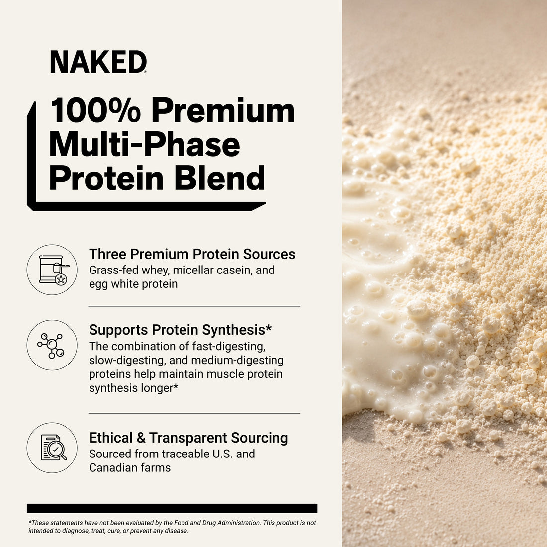 Eiwitpoeder Blend - 1LB Ei, Wei & Caseïne Eiwitmengsel | Naked Eiwit - 1lb