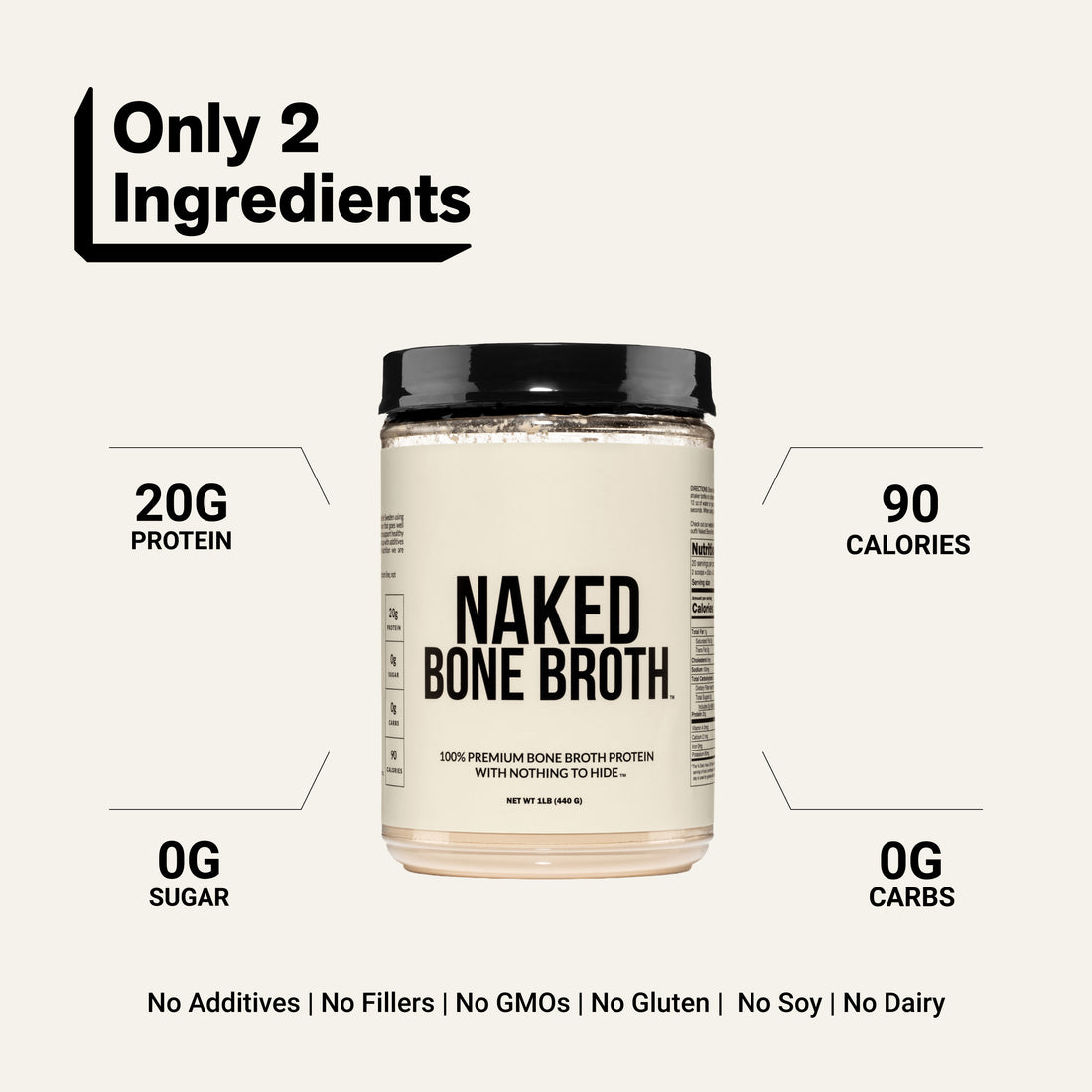 Bone Broth Protein Powder | Naked Bone Broth - 1LB