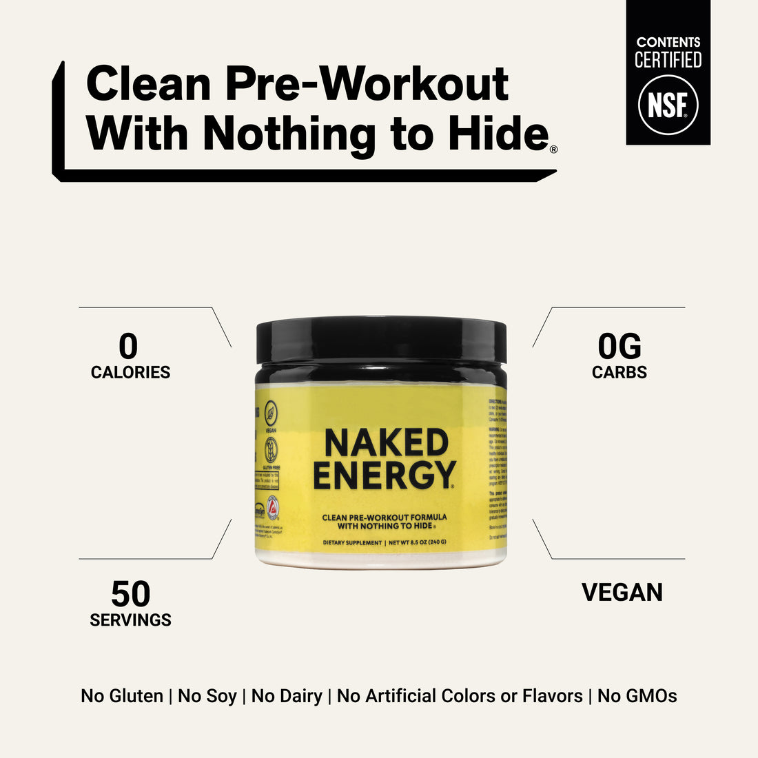 Pre Workout-tillskott | Naked Energy - 50 portioner