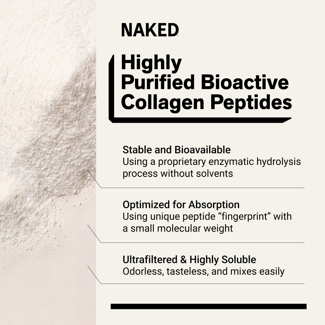 Poudre de peptides de collagène à la vanille | Naked Collagen - 1.2 LB