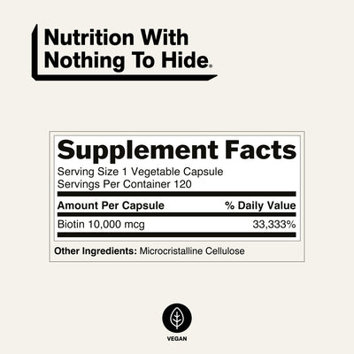 Daily Biotin Supplement | Naked Biotin - 120 Capsules
