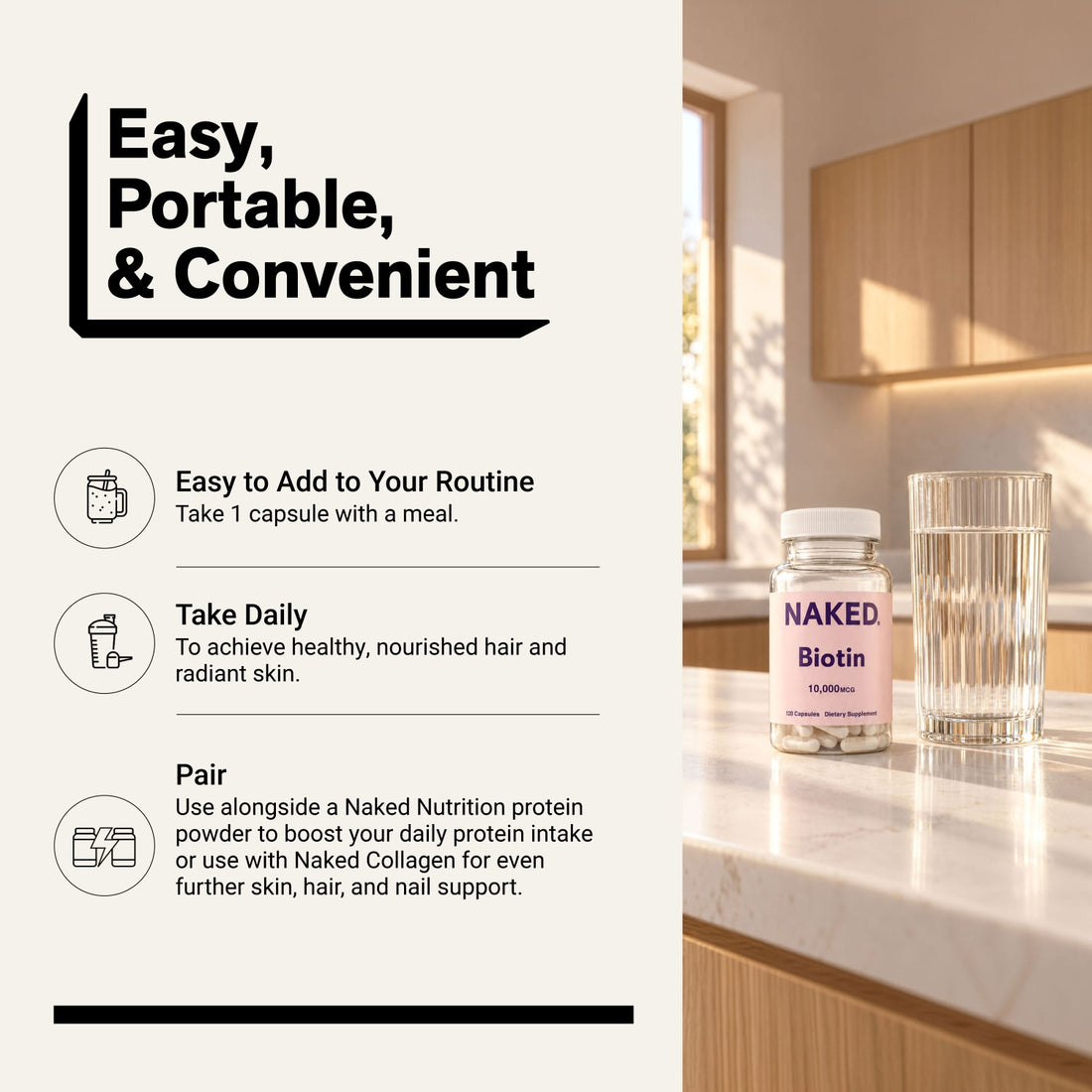 Daily Biotin Supplement | Naked Biotin - 120 Capsules