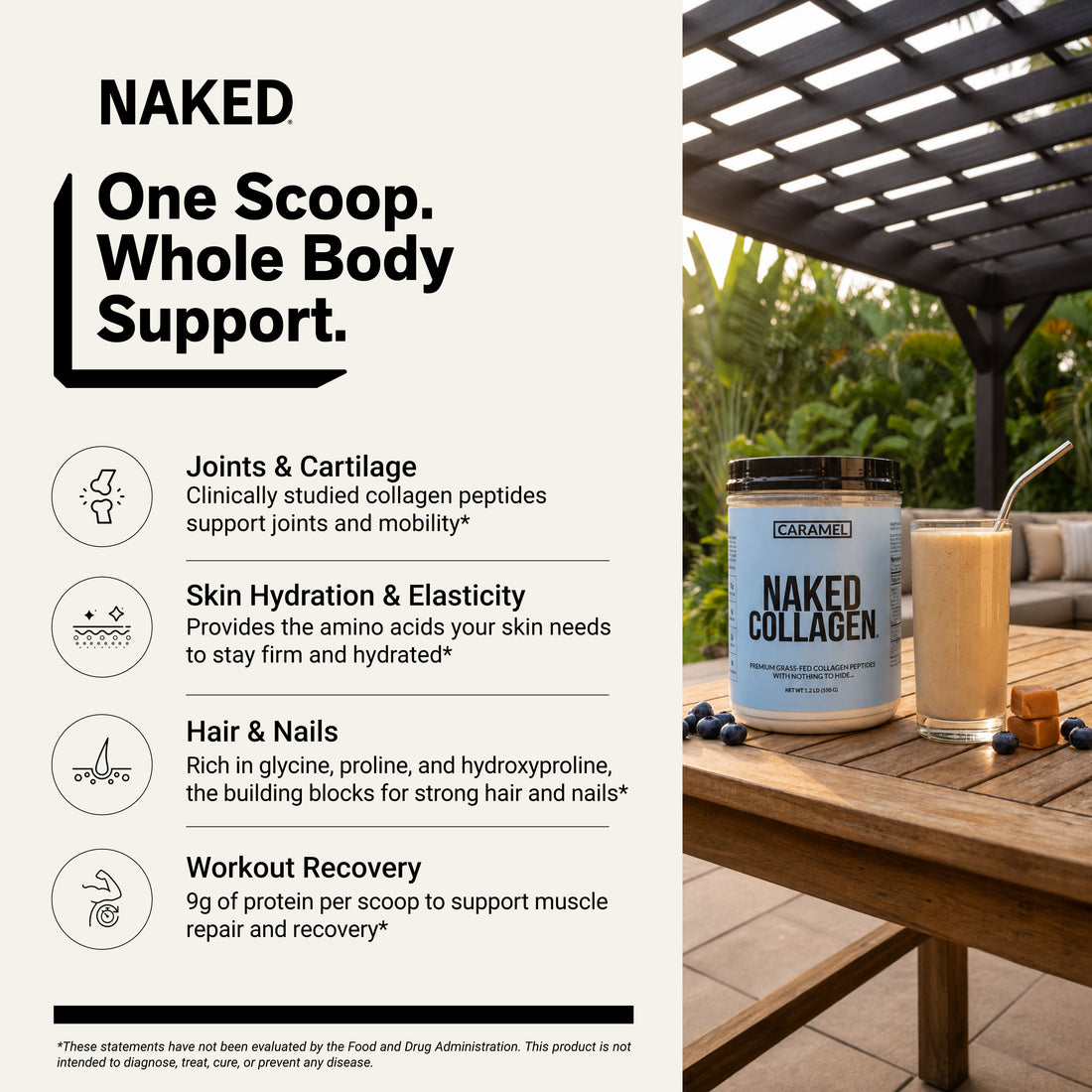 Caramel Collagen Peptides Powder | Naked Collagen - 1.2 LB