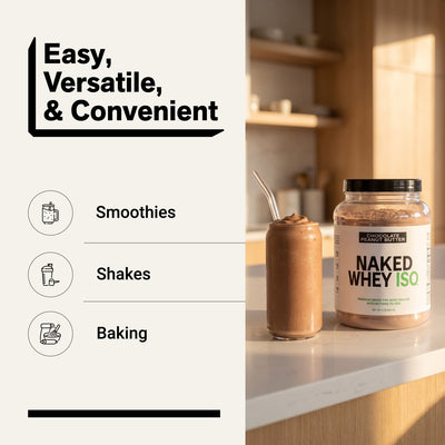 Polvo de proteína aislada de suero de leche alimentado con pasto sabor chocolate y mantequilla de maní | Aislado de suero Naked Whey - 2LB
