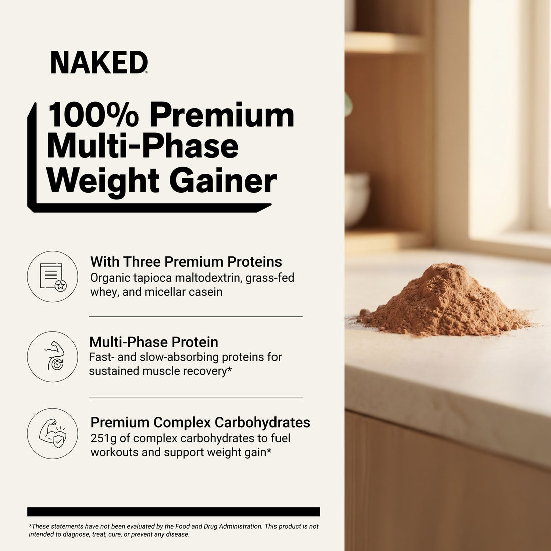 Suplement białkowy na masę czekoladową | Naked Chocolate Mass - 12LB